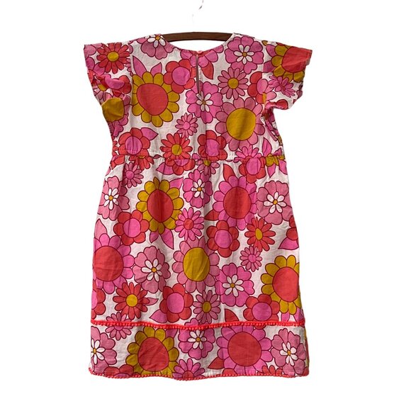 Mini Boden Pink Girls Floral Flitter Sleeve Dress Size 9-10 Years - Picture 2 of 4